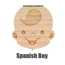 Load image into Gallery viewer, Tooth Box Dutch /Portugue / Spanish/English/French/Russian/ Italian Wood Tooth Box Organizer Save Milk Teeth Wood Storage Teeth